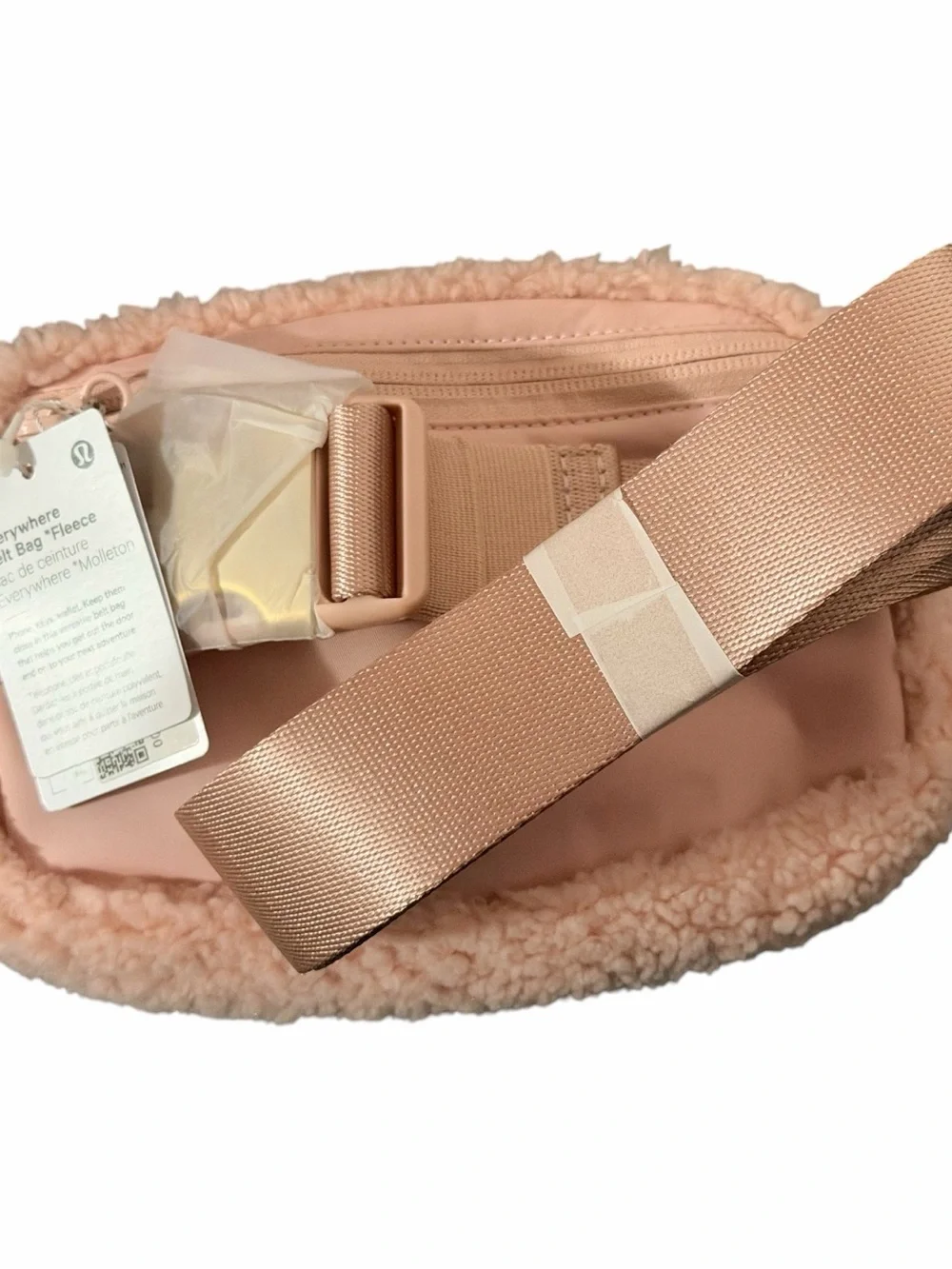 lululemon athletica Pink Sherpa Zip Pouch with Logo Accent/Pink Mist Gold